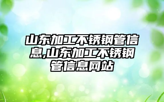 山東加工不銹鋼管信息,山東加工不銹鋼管信息網(wǎng)站